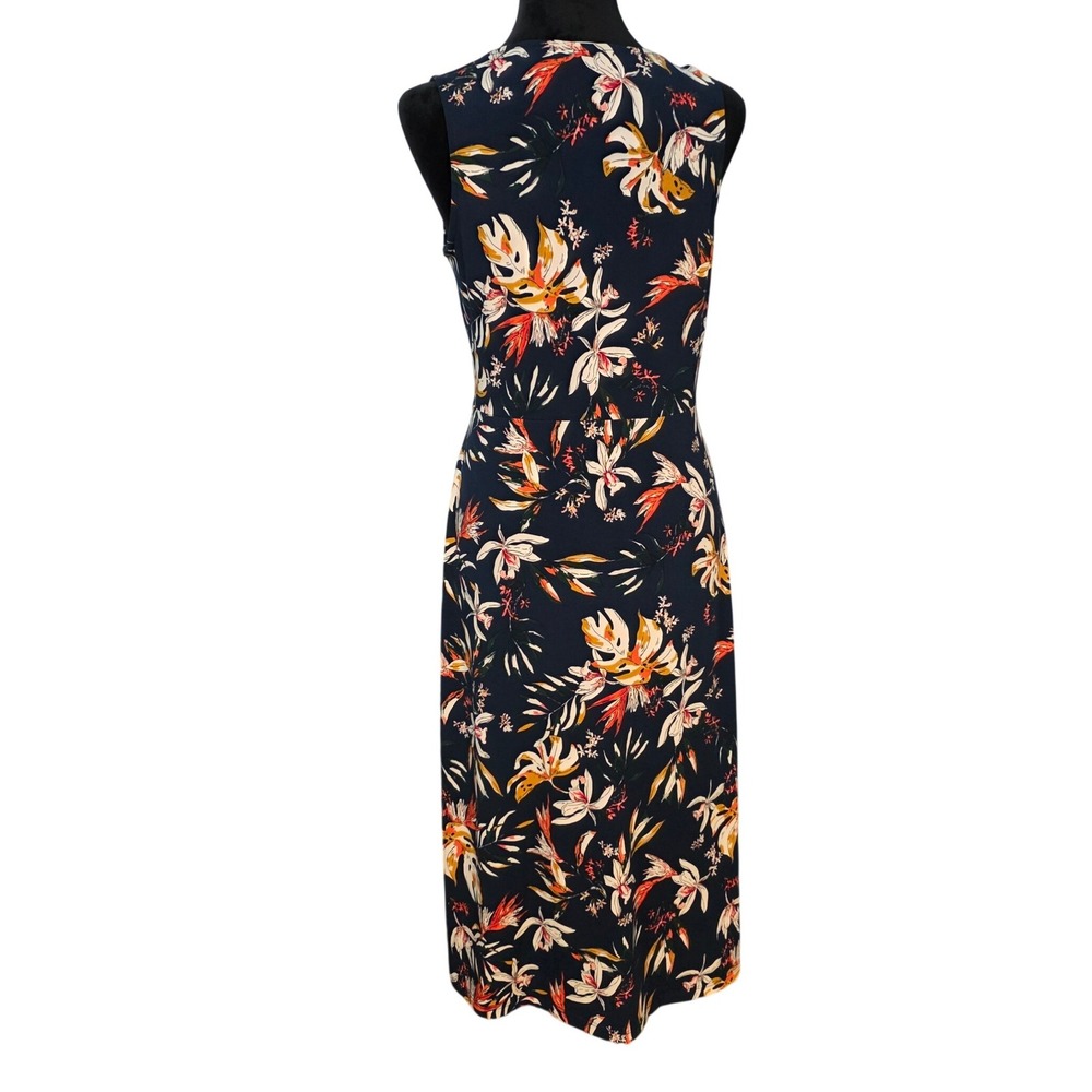 Hailys 23 Women's Floral Faux Wrap Midi Dress Sleeveless Navy Tropical Size M